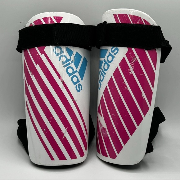 Adidas Soccer Shin Guards Girls' Large Pink w/ Foot Strap Protective Gear - Picture 1 of 6